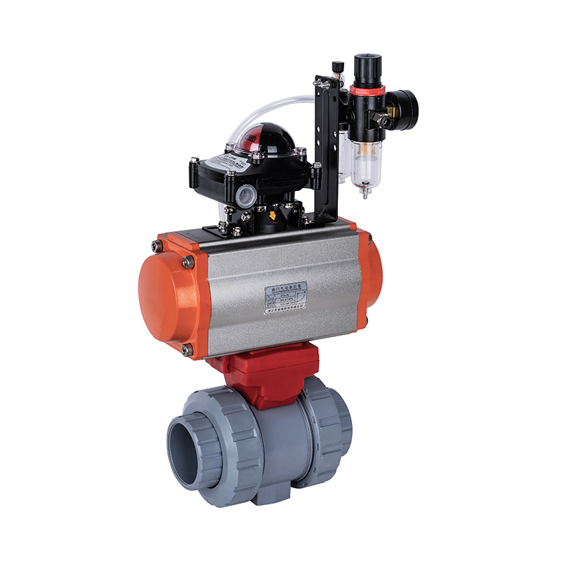 PVC-C Q661F-10V pneumatisk dubbelunion kulventil DN15-100 1/2'-4' ANSI Standard